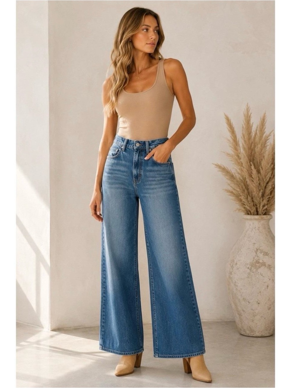 Johnny Was Sasson Lumiere Wide Leg Jeans in Vintage Blue Size 33